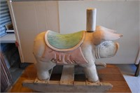 Vintage Wooden Rocking Pig