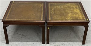 Pair Mahogany & Leather Top Side Tables