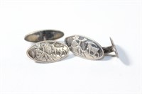 Sterling Silver Men's Cuff Links - Man with Horn