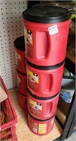 7 large plastic coffee can w/lids