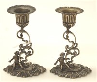 Pair of Italian 800 silver figural candlesticks