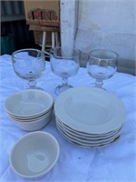 3 large beer glasses Ultima soup bowls and