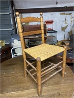 Unique side chair with woven bottom