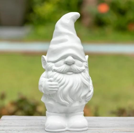 White Garden Gnome Outdoor Resin Statuary, 12.5"