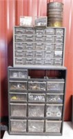 2 parts bin cabinet w/ contents, 25 and 15