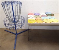 Disc Golf Basket with (17) Discs - Lawn Game