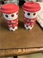 2 Hot "ho ho" to go cups with lids