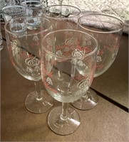 4 eat, drink & be merry wine glasses
