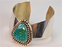 Sterling Cuff Bracelet Turquoise Signed