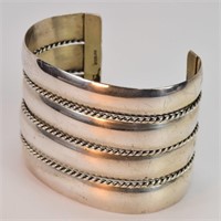 Sterling Cuff Bracelet with Twisted Wire Accent