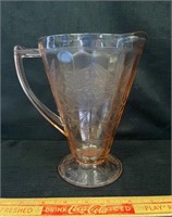 PRETTY PINK PATTERNED DEPRESSION GLASS PITCHER