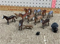 Toy horses dog and turkeys