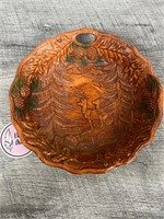 Wood looking resin deer bowl