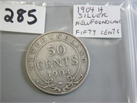 1904H Silver Newfoundland Fifty Cents Coin