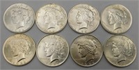 8 Silver Peace Dollar Coins 1922