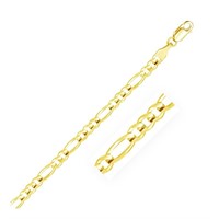 14k Gold Solid Figaro Chain 4.5mm