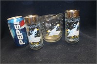 VINTAGE DUCK PATTERN SALT AND PEPPER AND MEASURING