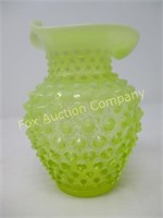 Hobnail - Vaseline Vase - 5 3/4"