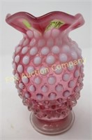 Hobnail - Vase with Fluted Top - 4" - Cranberry