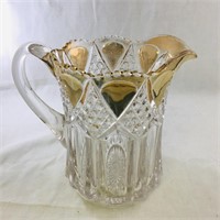 Vintage Glass Water Pitcher (8" Tall)