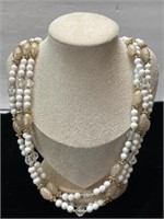Beautiful vintage beaded triple layer necklace
