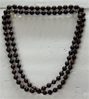 Long vintage wooden beaded necklace