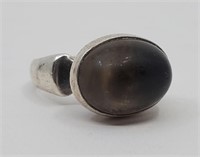 Modernist Sterling Silver Ring, set with a Stone,