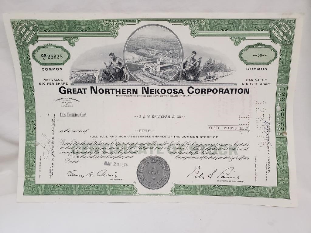 1974 50 Shares Great Northern Nekoosa Corp.