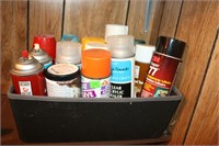 Tote of Spray Paints & Crafting Items