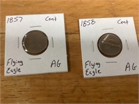 1857 & 1858 Flying Eagle Cents,AG