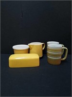 Vintage Yellow and Cream Ceramic Kitchen Decor.