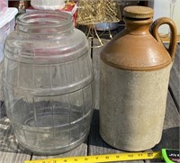 Large Stoneware Bottle and Pickle Jar