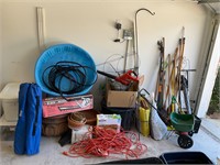 GARDEN TOOLS, PLANTERS, HEDGE TRIMMER, BLOWER ECT