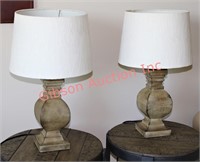 Pair of Wood Finish Lamps