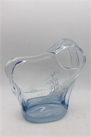 Hand Blown Etched/Hand Painted Art Glass Sculpture