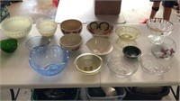 Yellow, Blue Clear Glass, Ceramic Bowls SOME HAVE