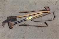 sledge hammer, axe, crow bar, brush cutter
