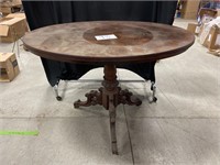 Vintage ornate carved oval table 43 1/2"x 31"x30"