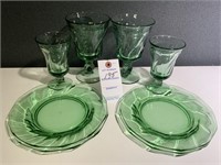 VTG Green Glass Heisey Dessert Plates & Fostoria