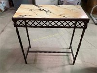 Cast Iron side Table with wooden top, features