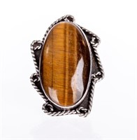 Jewelry Sterling Silver Tiger’s Eye Statement Ring