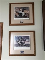 Signed Water Fowl Framed Prints Set Of 2 16x15