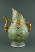 Fine Imperial Turquoise Porcelain Ewer Qianlong MK