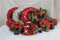 Christmas, four 17.5" wreaths, four poinsettia
