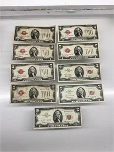 9-Red Seal $2 Notes