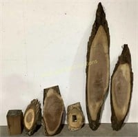 (5) Walnut Tree Knot Boards, & Block