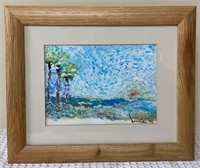 Acrylic Beach Landscape Painting Signed by Artist