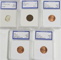 5// MIXED IGS GRADED COINS