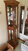 Lighted Wooden two piece China cabinet