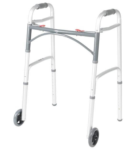 Drive Medical 2-Button Folding Walker with Wheels